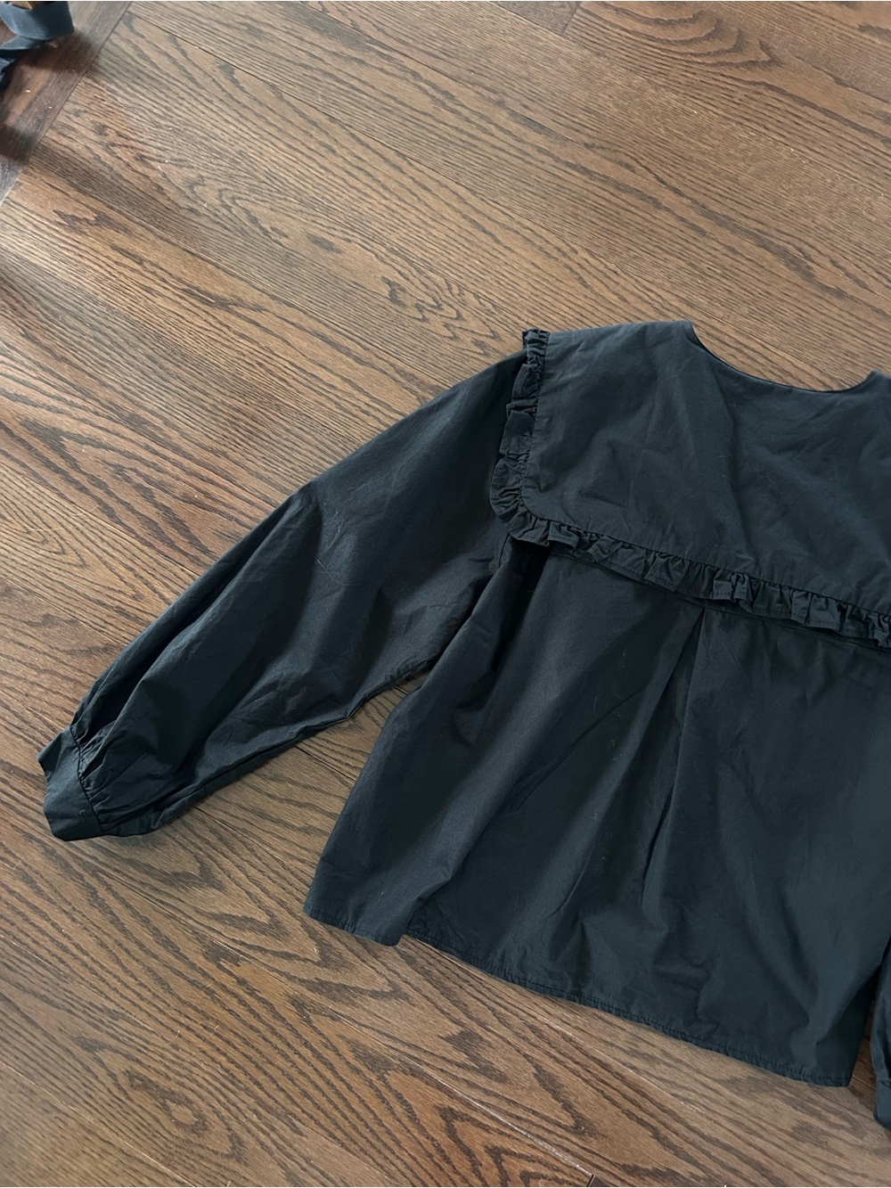 Women's Black Ruffle Collar Button-Front - Picture 5 of 7